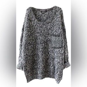 Alinfu Women's Casual Unbalanced Crew Neck Knit Sweater Loose Pullover size M